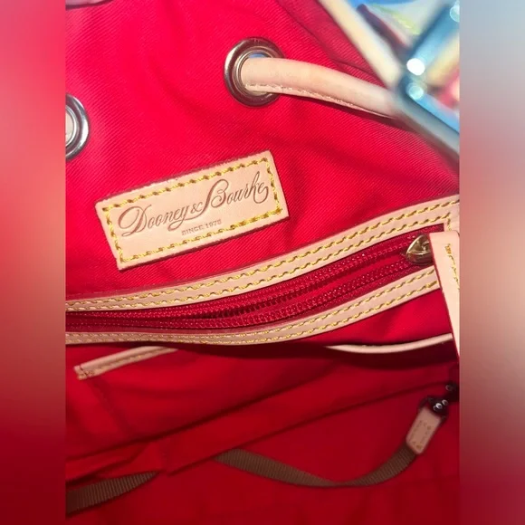 Dooney & Bourke Red and Cream Bucket Bag - Picture 10 of 10